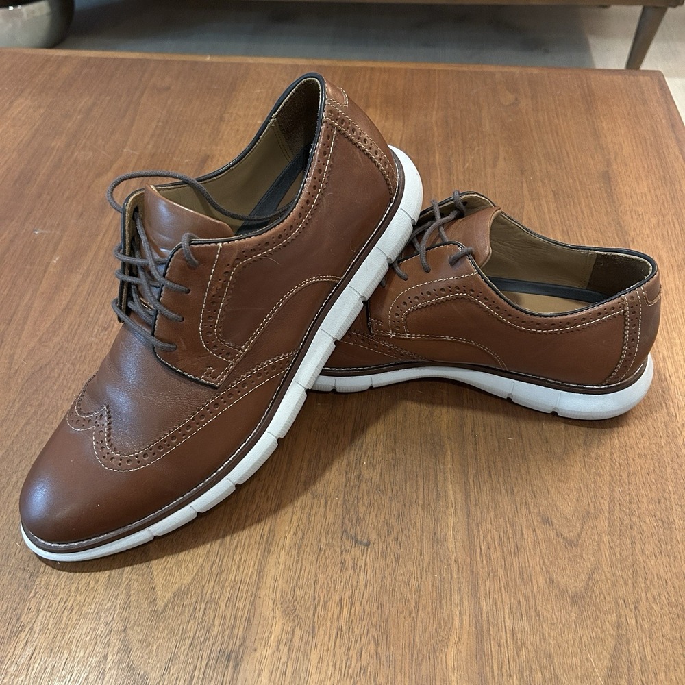 Johnston & Murphy Mens 10.5M Holden Wingtip Tan Brown Leather Sneaker Shoes